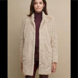 Kenneth Cole Notch-Collar Faux-Fur Coat Truffle XS